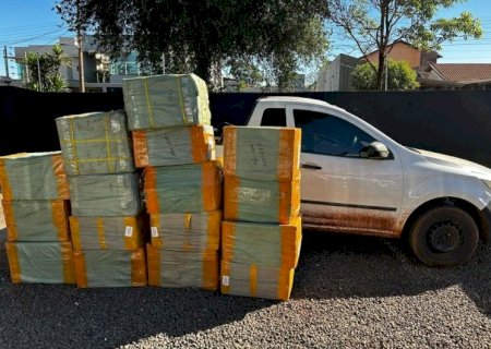 POLÍCIA APREENDE VEÍCULO COM 16 FARDOS DE PRODUTOS ELETRÔNICOS EM DOURADOS