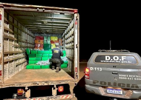 MOTORISTA FOGE E ABANDONA CAMINHÃO FURTADO COM MAIS DE 4T DE MACONHA
