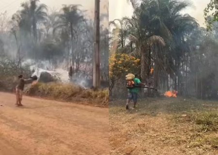 MORADORES USAM BALDES COM ÁGUA PARA TENTAR APAGAR INCÊNDIO QUE DESTRÓI ASSENTAMENTO EM MS
