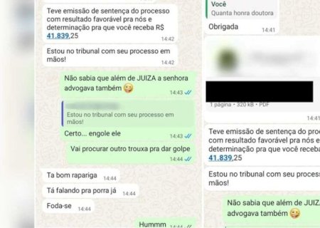 NOME DE JUÍZA DE MS É USADO PARA GOLPE EM PARAÍSO DAS ÁGUAS: 'VAI PROCURAR OUTRO TROUXA'