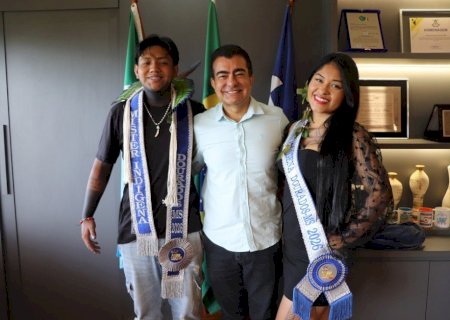 MISS E MISTER INDÍGENA 2026 SÃO RECEBIDOS PELO PREFEITO, QUE DESTACA IMPORTÂNCIA DO CONCURSO